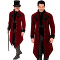 "BORDEAUXROTER GOTHIC MANTEL AUS SAMT" – Vorderansicht