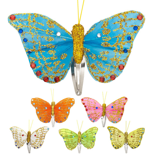"BOX MIT 12 SCHMETTERLING HAARSPANGEN" sort. In 6 Farben – Vorderansicht
