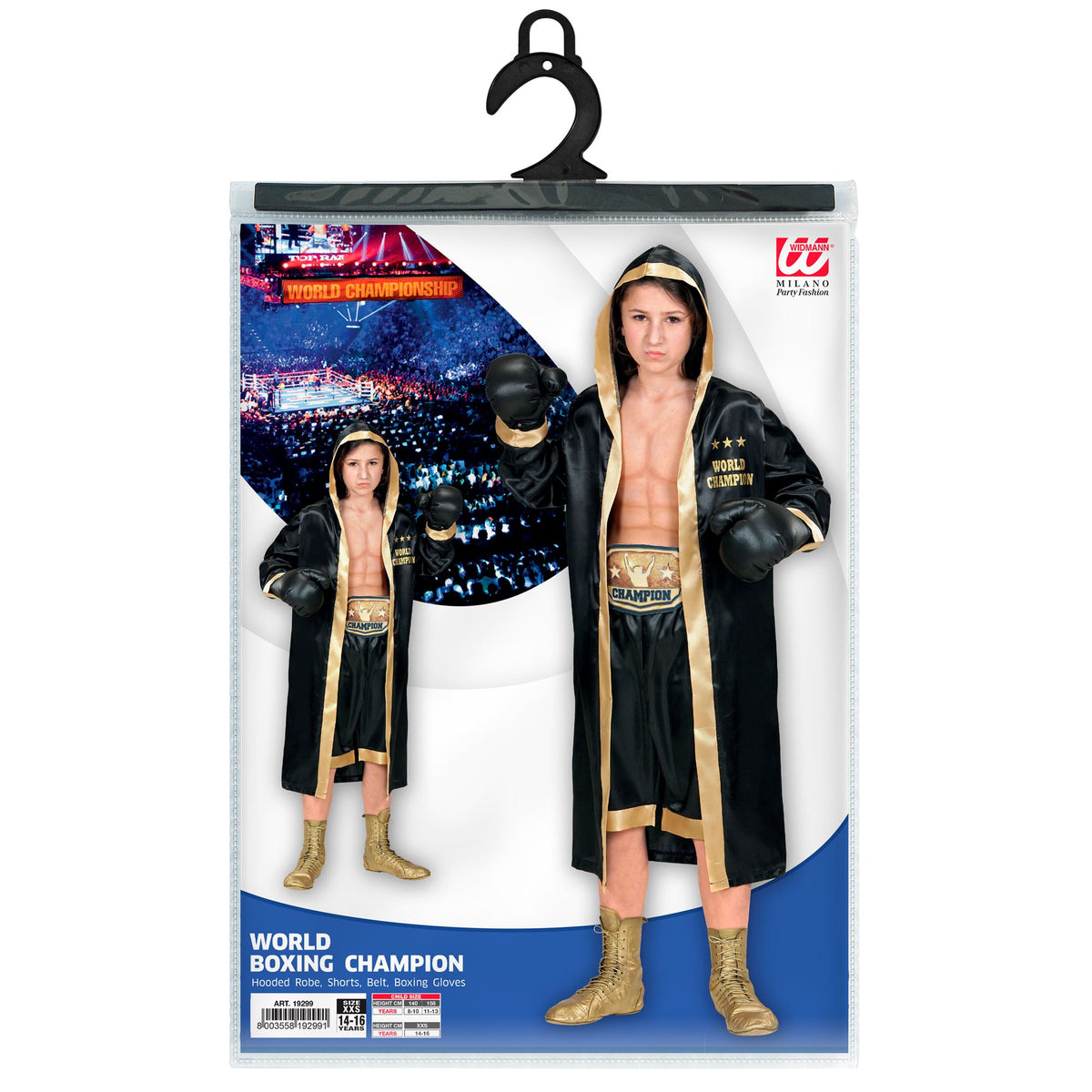 "BOXER WORLD CHAMPION" (Boxermantel mit Kapuze, Shorts, Gürtel, Boxhandschuhe) – Ansicht 4