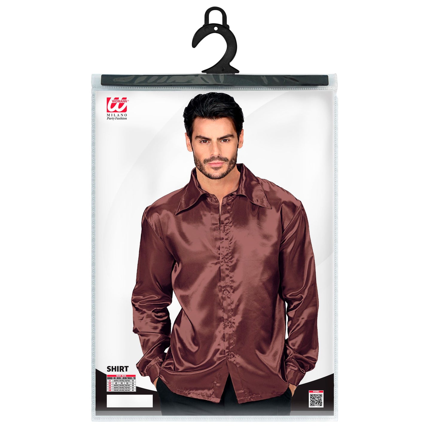 "BRAUNES DISCOHEMD 70er JAHRE" aus Satin – Ansicht 4