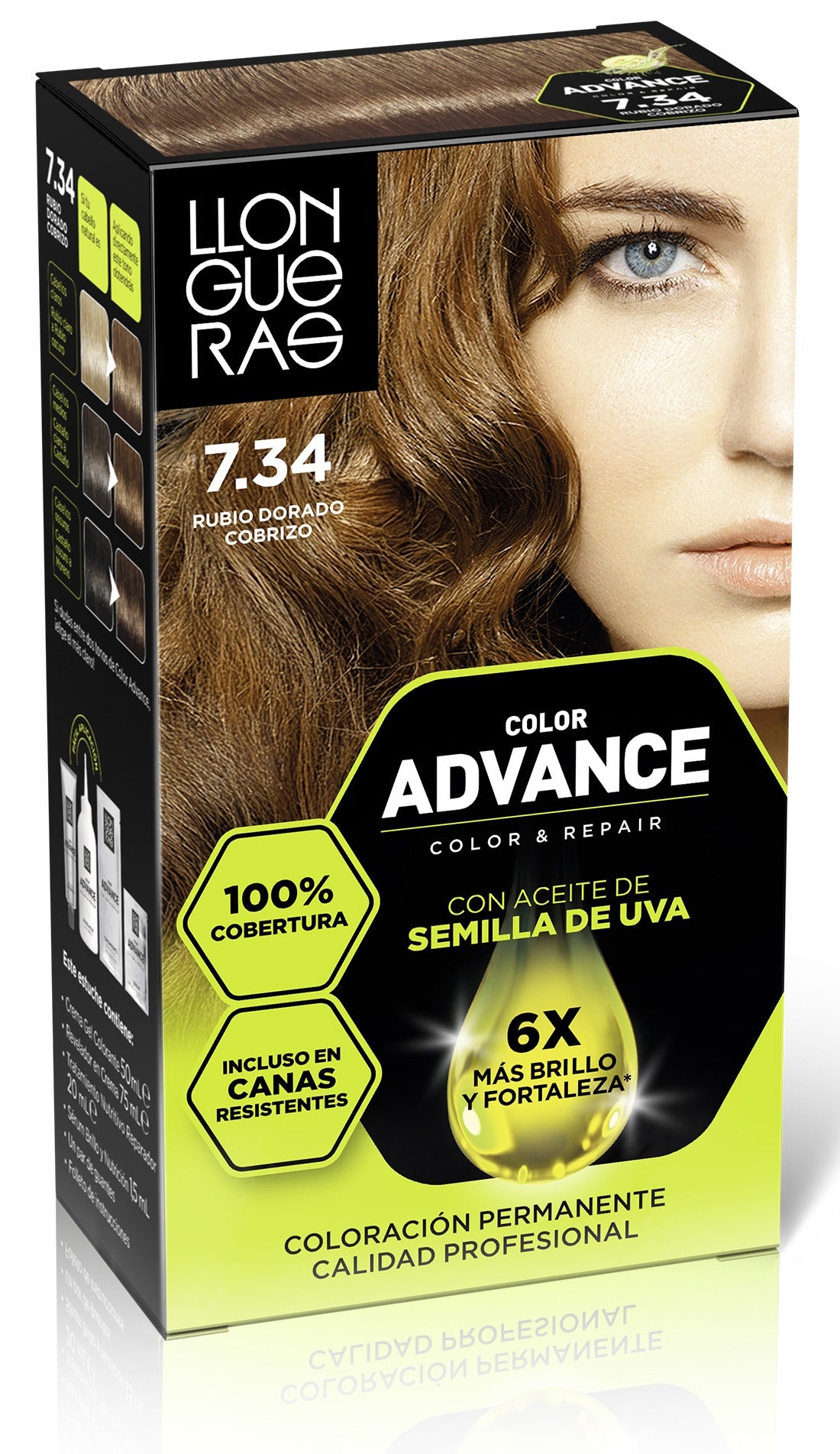Llongueras Color Advance 7,34 Rubio Dorado Cobrizo Haarfarbe 1 Einheit