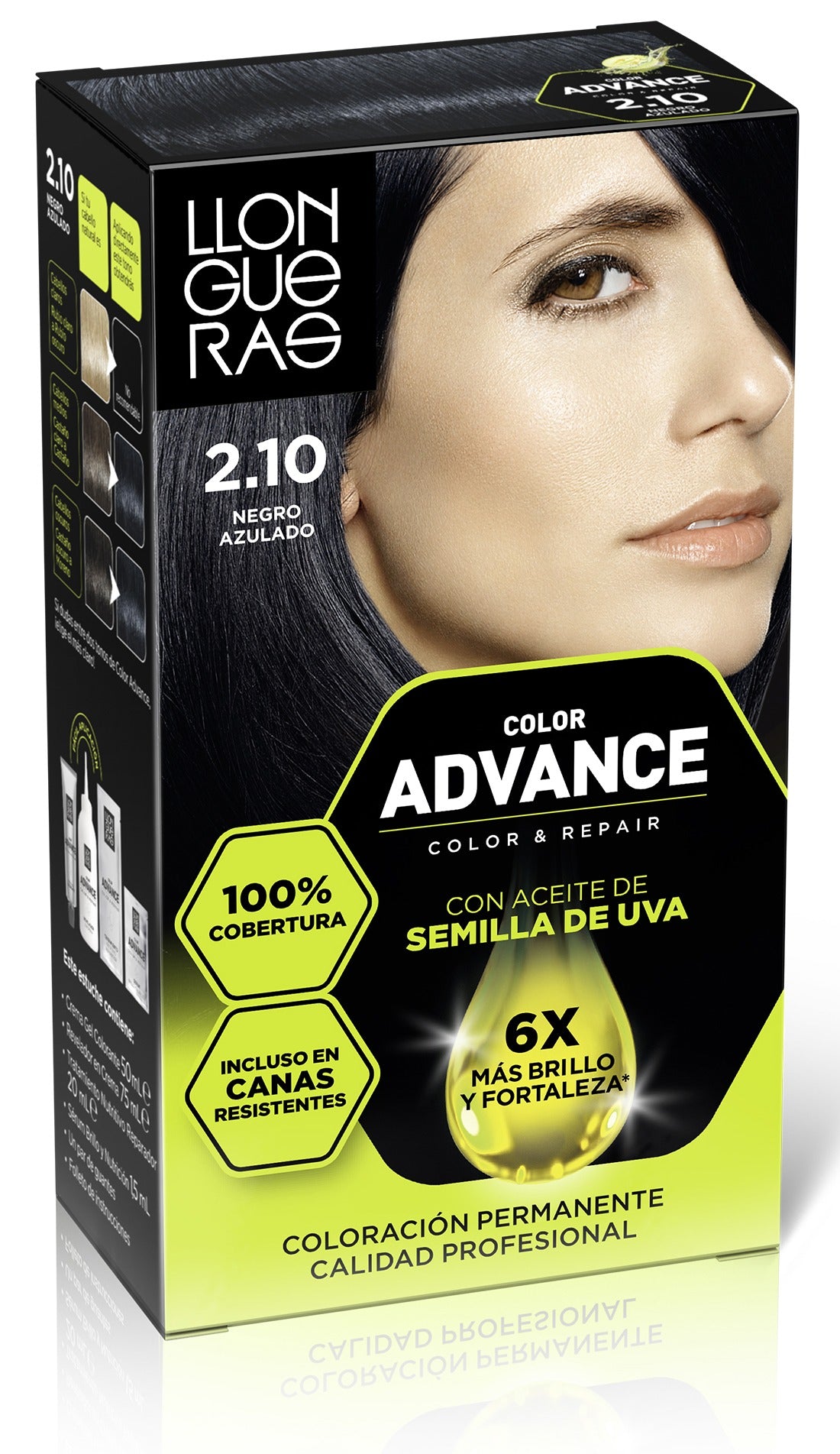 Llongueras Color Advance 2,10 Negro Azulado Haarfarbe, 1 U