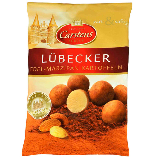 Carsten Lübeck Lübecker Edelmarzipan Kartoffeln 95g Marzipankugeln mit Kakaopuder – Produktansicht