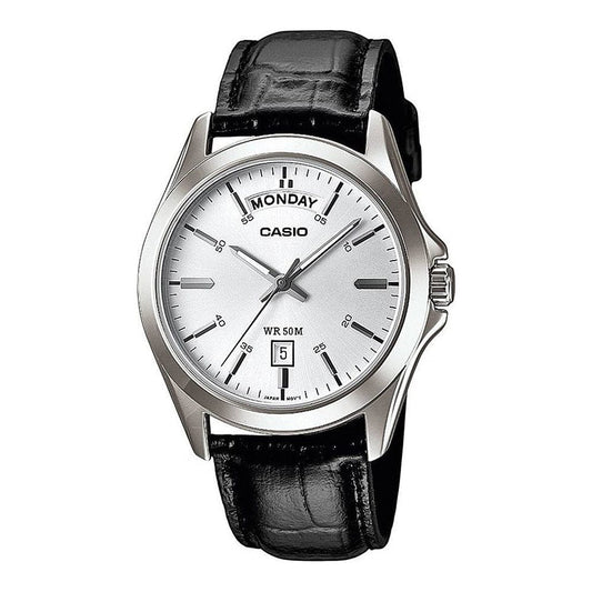 CASIO COLLECTION Mod. DAY DATE - LEATHER, WHITE MTP-1370L-7AVDF Day & Date - Armbanduhr 40 mm Weiss ansicht-2