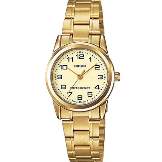 CASIO COLLECTION Mod. LADY 3H, GOLD - CHAMPAGNE LTP-V001G-9BUDF Only Time - Armbanduhr 25 mm Gold ansicht-2