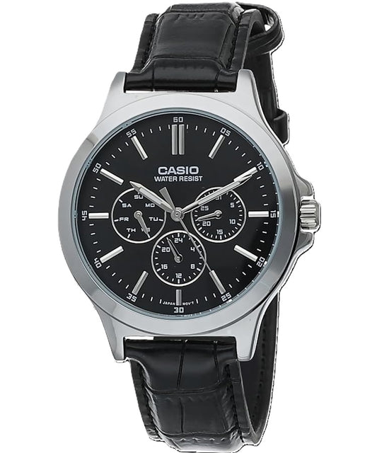 CASIO COLLECTION Mod. MULTIFUNCTION, LEATHER - BLACK MTP-V300L-1AUDF Day - Date - 24H - Armbanduhr 41.5 mm Schwarz ansicht-2