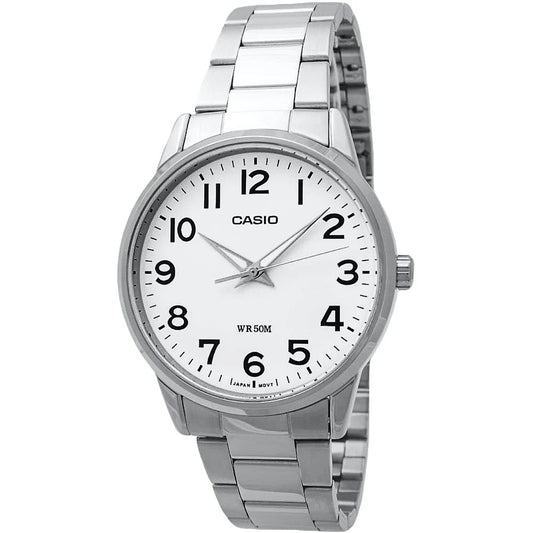 CASIO COLLECTION & VINTAGE 3 H - WHITE MTP-1303PD-7BVDF Date Armbanduhr 40 mm Weiss