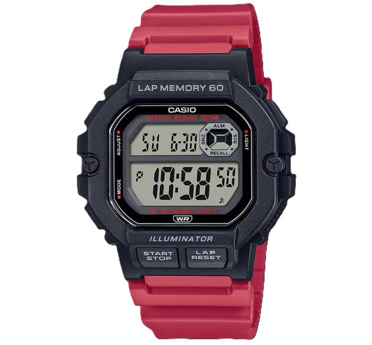 CASIO COLLECTION & VINTAGE ILLUMINATOR LAP MEMORY 60 - RED WS-1400H-4AVDF Armbanduhr Rot