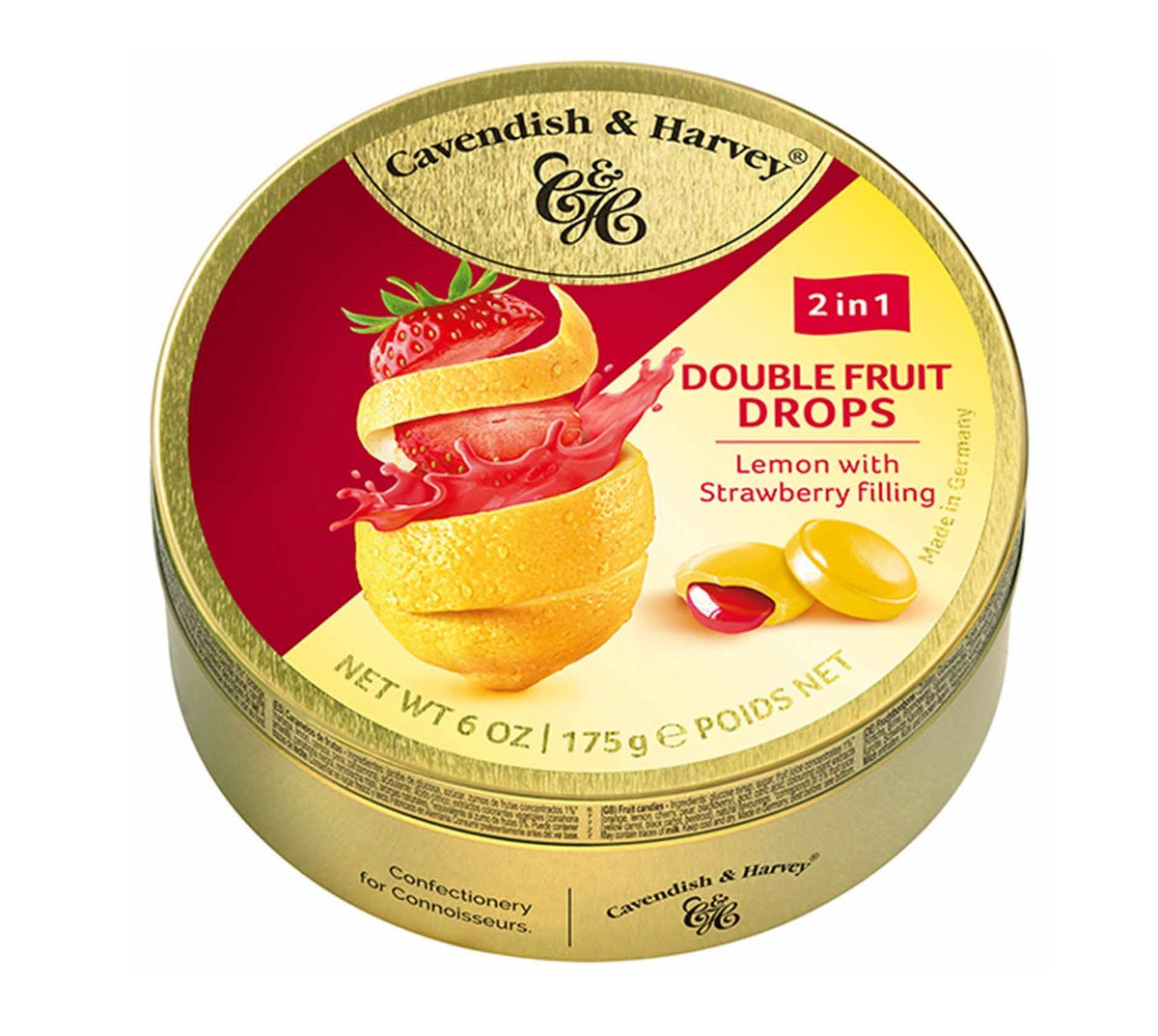 Cavendish & Harvey Double Fruit Drops Lemon mit Erdbeerfüllung 175 g Bonbons