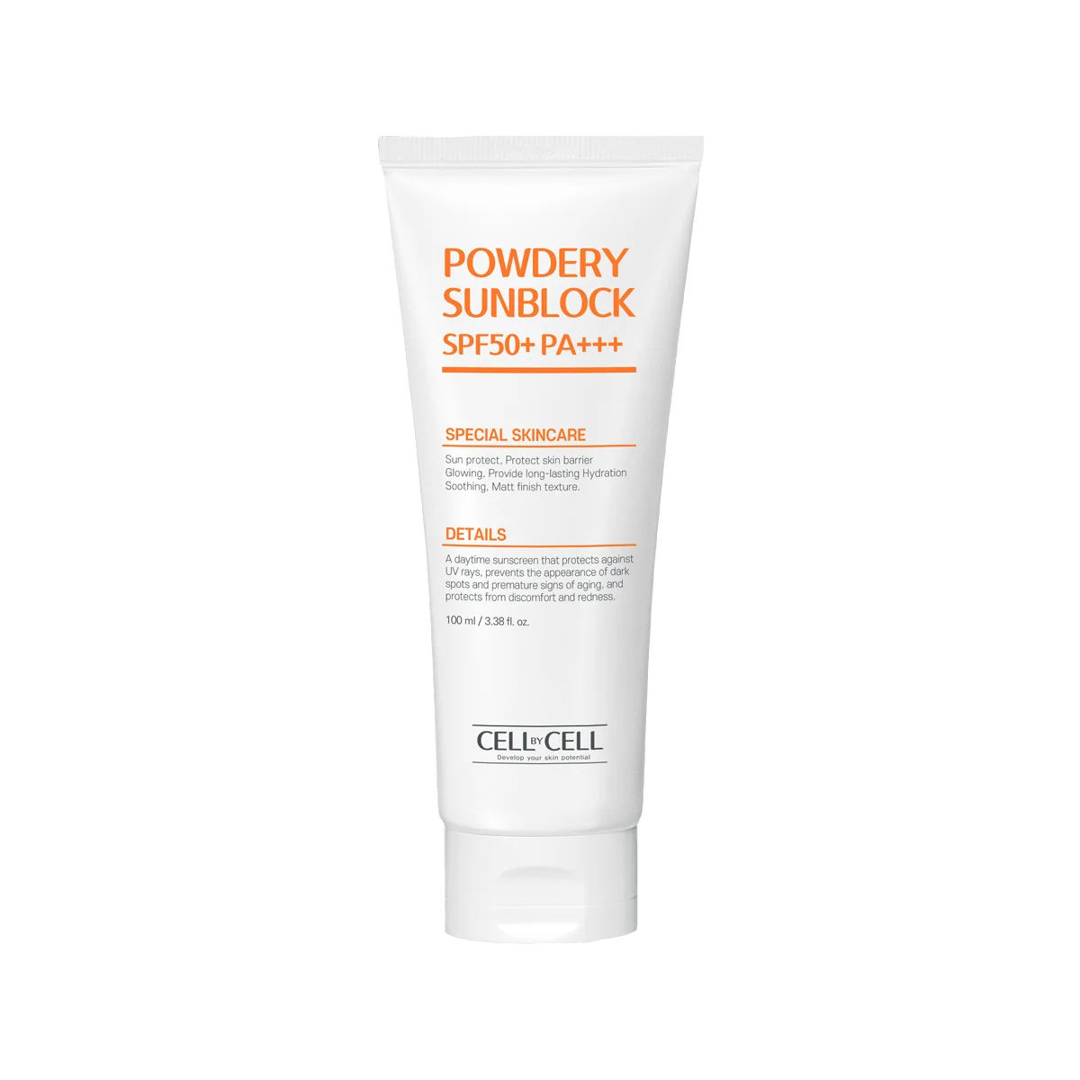 Cell By Cell, Powdery Sunblock, Schutz der Hautbarriere, Sonnencreme, Für das Gesicht, SPF 50+, 100 ml