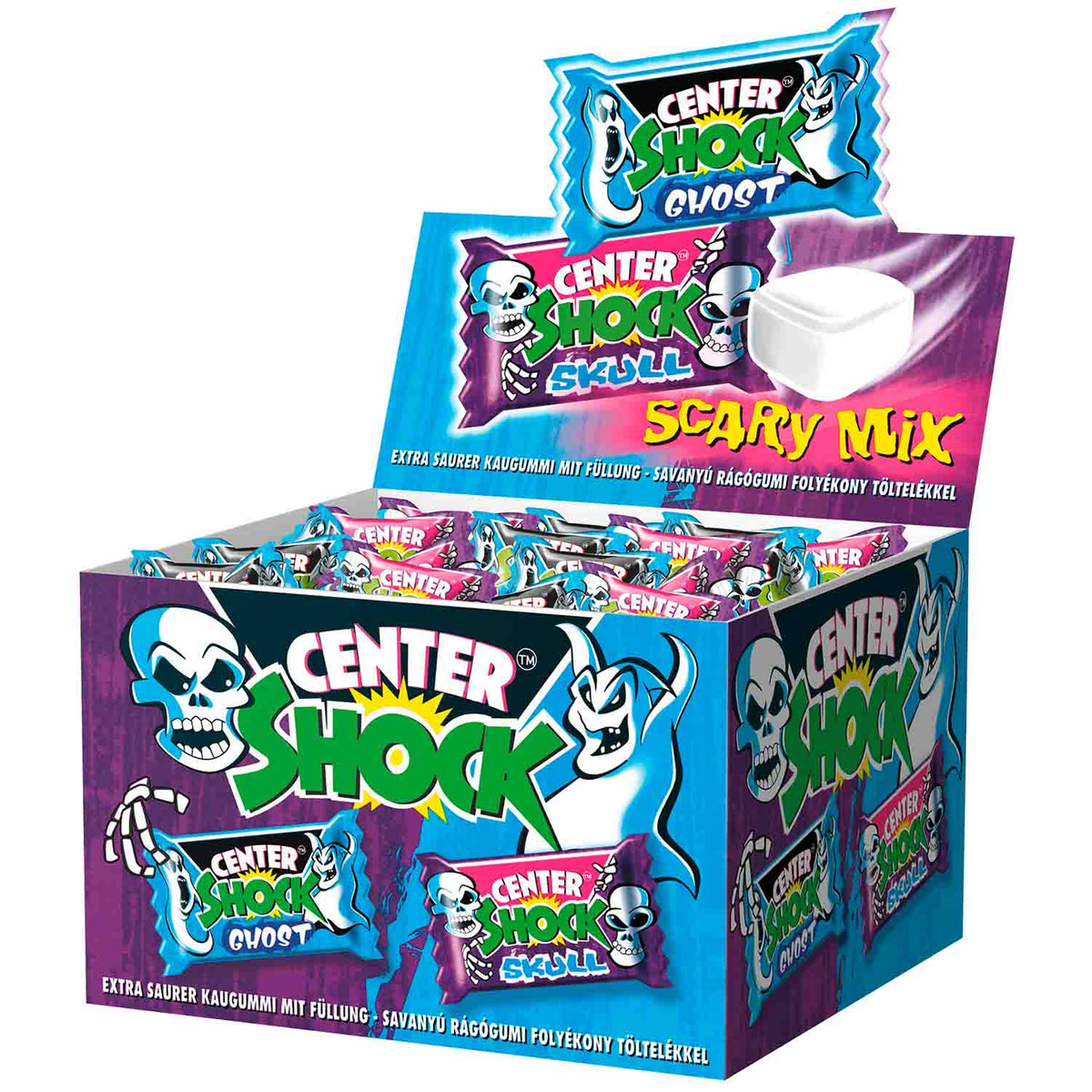Center Shock Scary Mix saure Kaugummis mit Füllung, 100 Stück, 400 g