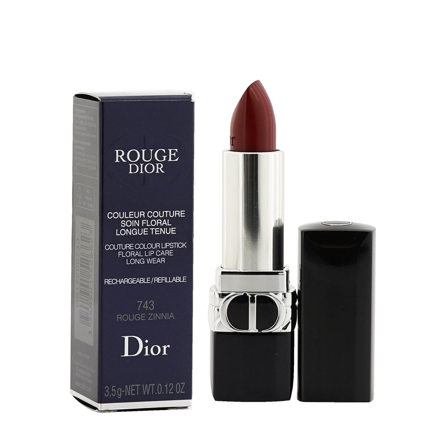Christian Dior Christian Dior, Couture Colour, Seidenmatt, Creme-Lippenstift, 743, Rote Zinnie, Nachfüllbar, 3.5 g Regular
