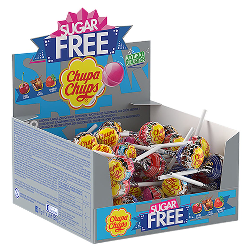 Chupa Chups Box Sugarfree Lolli 50 Stück ohne Zucker