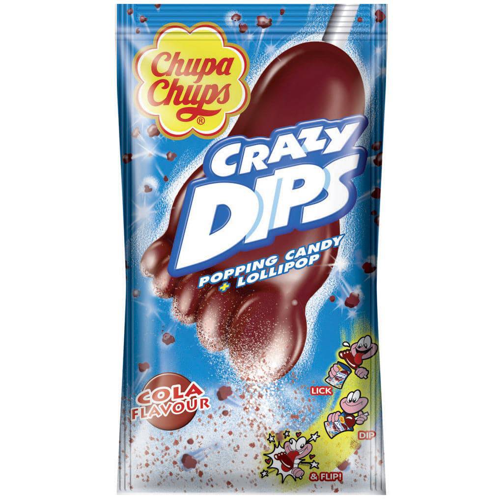 Chupa Chups Crazy Dips Cola Lolli in Fussform 14 g mit Brausepulver