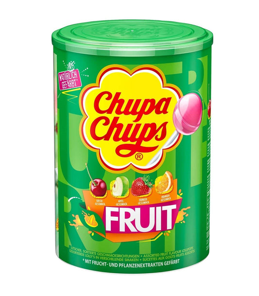 Chupa Chups Fruit 100er Lolli Pack - Apfel Erdbeer Orange Kirsche – Produktansicht