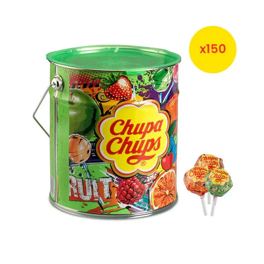 Chupa Chups The Best Of Fruchtmix Lollis 150 Stück Metalldose – Produktansicht