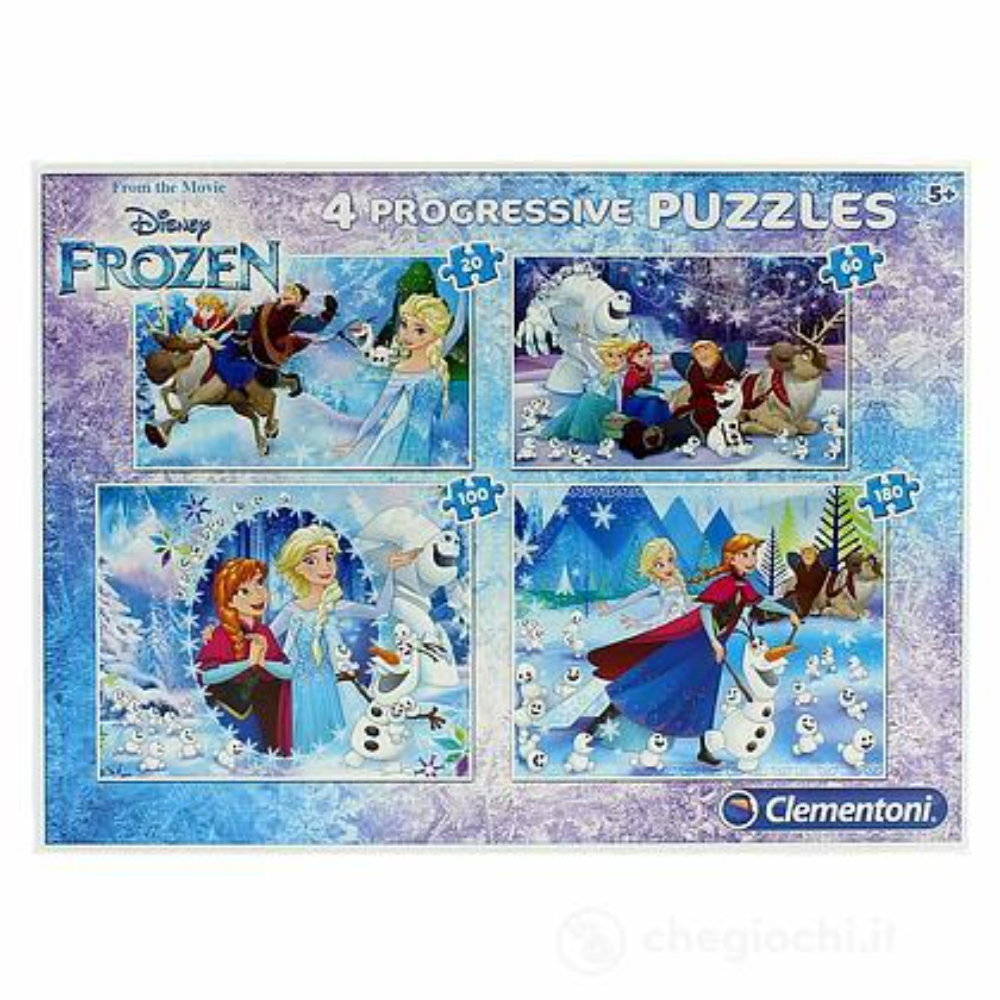 Setzen, Clementoni, Frozen, 4-in-1, Puzzle, 7723, Für Mädchen, 20 x 60 x 100 x 180 stk