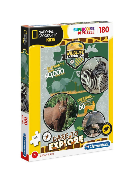 Clementoni Clementoni, National Geographic Kids, Wildtierexpedition, Puzzle, Unisex, 7+ jahre, 180 stk Regular