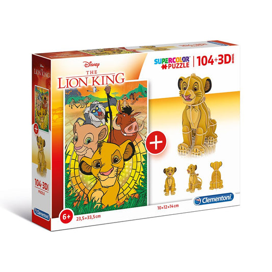 Clementoni Clementoni, SuperColor, Der König der Löwen 3D, Puzzle, Unisex, 6+ jahre, 104 stk Regular