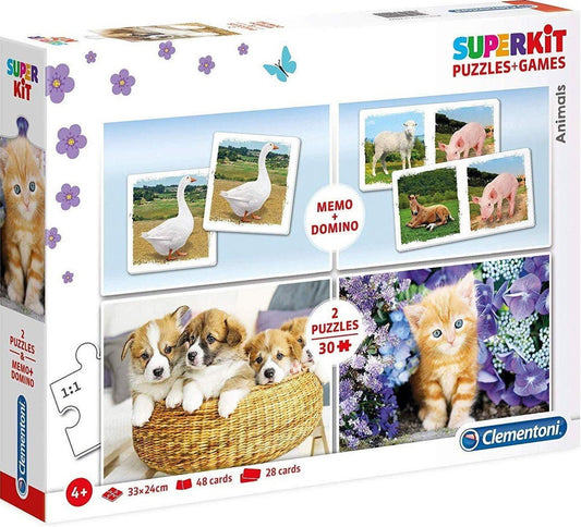 Clementoni Clementoni, SuperKit, Tiere, Puzzle, Unisex, 4+ jahre, 2 x 30 + 48 + 28 stk Regular