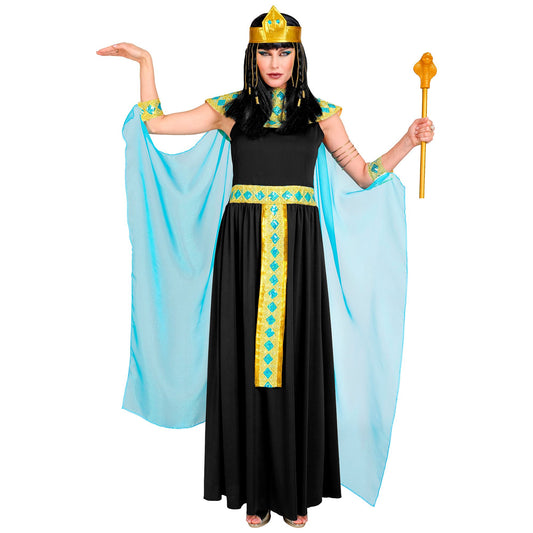 "CLEOPATRA" (Kleid mit Gürtel, Armbänder, Stirnband, Umhang) – Vorderansicht