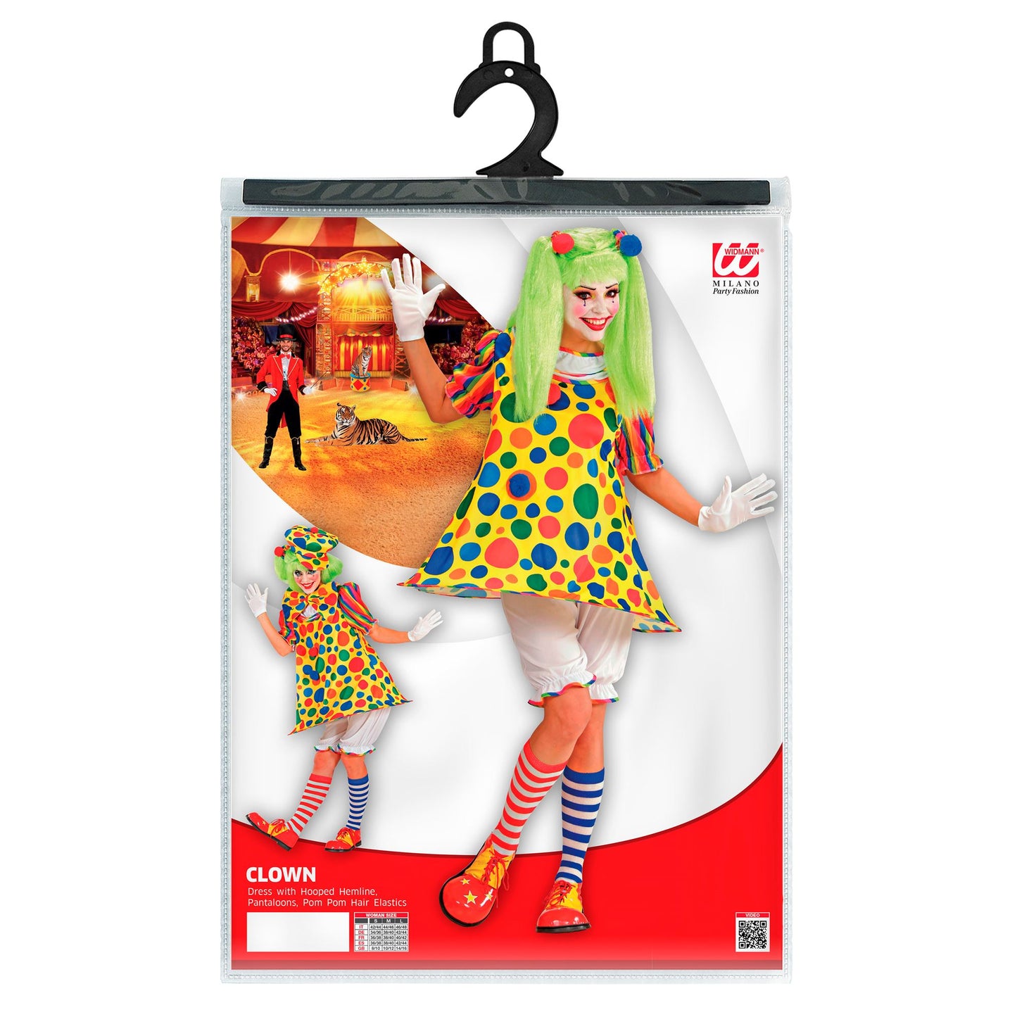 "CLOWN" (Kleid mit Bund und Reifen, Knickerbocker, Haargummis mit Pom Pom) – Ansicht 5