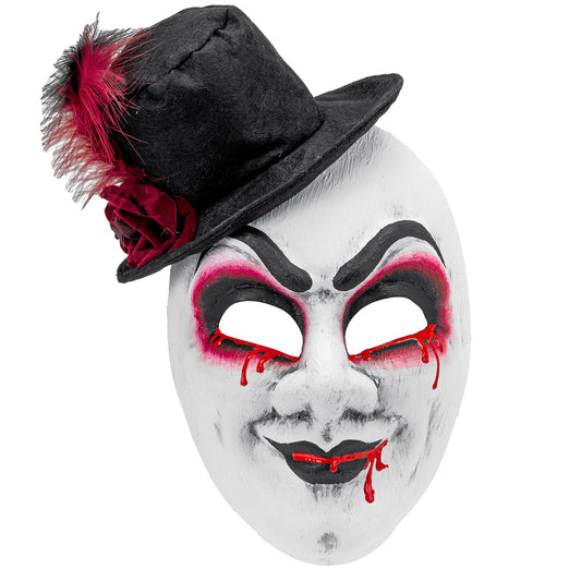 "COMMEDIA DELL'ARTE MASKE BLUTIGER MANN MIT HUT" – Vorderansicht