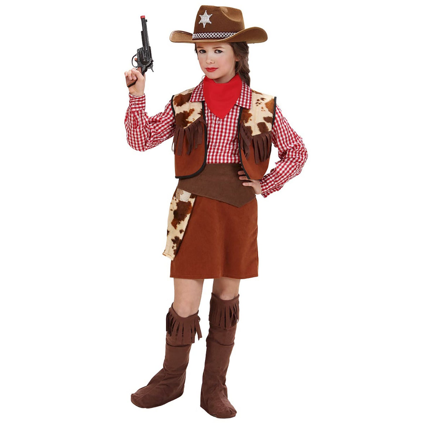 "COWGIRL" (Bluse, Weste, Rock, Gürtel mit Holster, Überstiefel, Halstuch) – Ansicht 3