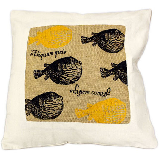 CUSCINI LETTERARI Copricuscino in Juta lavata / Cotton pillow case e Juta lavata ALIQUAM QUIS ADIPEM COMEDI - Size 40x40cm LATINORUM-JC-04 Accessoires