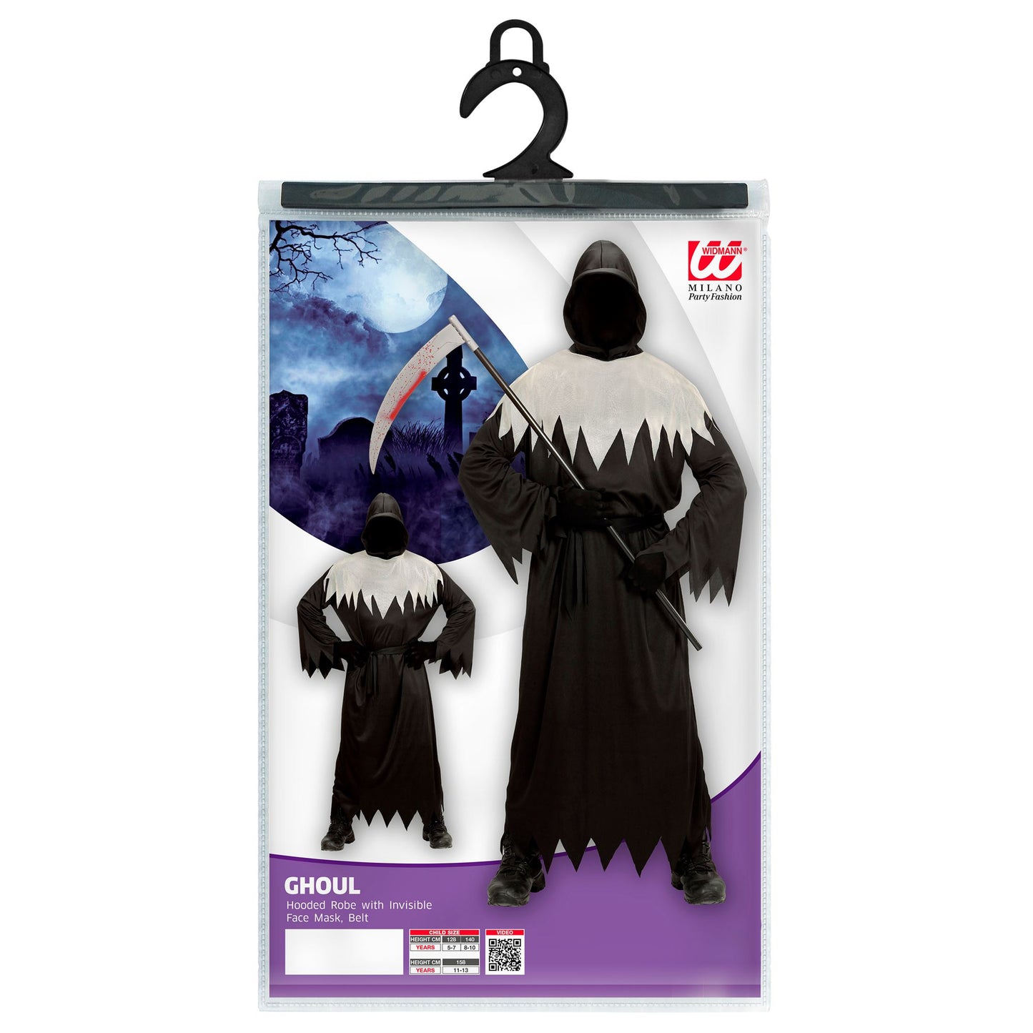"DAEMON" (Robe mit Kapuze und Maske unsichtbares Gesicht, Gürtel) – Ansicht 3