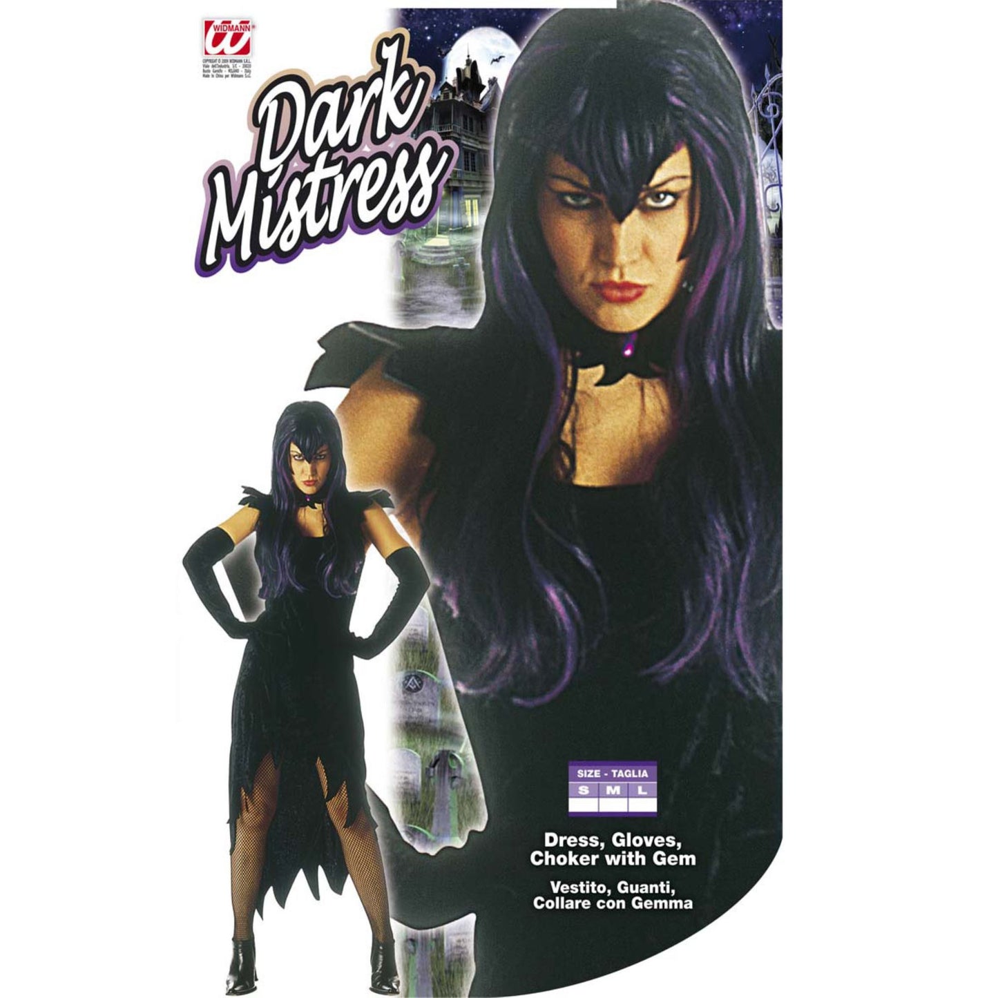 "DARK MISTRESS" aus Samt (Kleid, Handschuhe, Halskette mit Edelstein) – Detailansicht