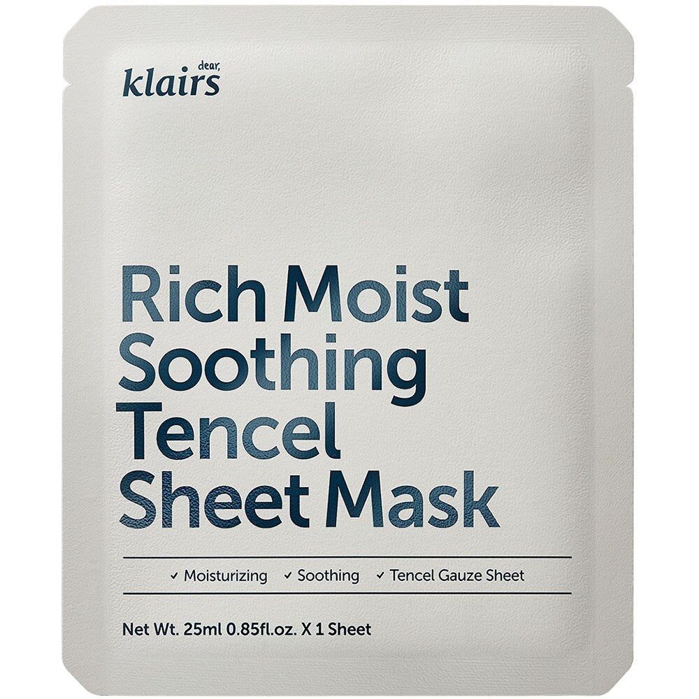 Dear Klairs, Rich Moist Soothing Tencel, Feuchtigkeitsspendend, Gesichtsmaske, Für das Gesicht, 25 ml