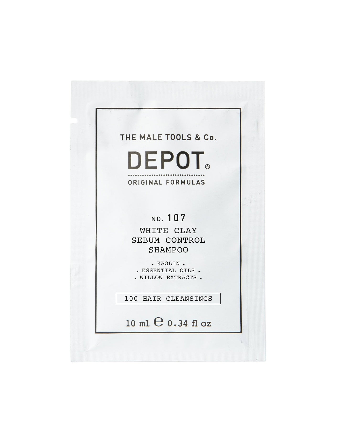 Depot Depot, 100 Hair Cleansing No. 107, Kaolin, Haarshampoo, Zur Regulierung von übermäßigem Talg, 10 ml Regular