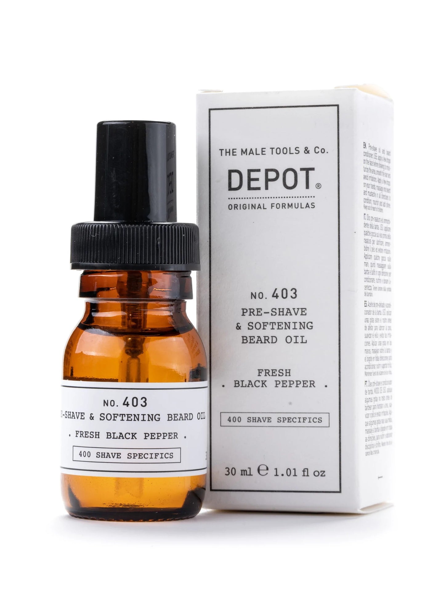 Depot Depot, 400 Shave Specifics No. 403, Frischer schwarzer Pfeffer, Weichmachen, Vor-Rasieröl, 30 ml Regular