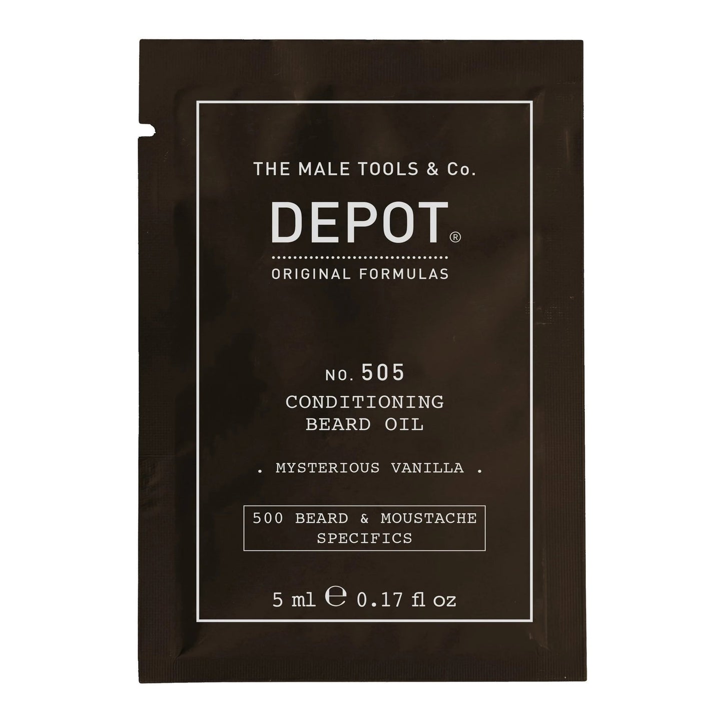 Depot Depot, 500 Beard & Mustache Specifics No. 505, Bartöl, Geheimnisvolle Vanille, Vitamin E, Für Glanz und Weichheit, 5 ml
