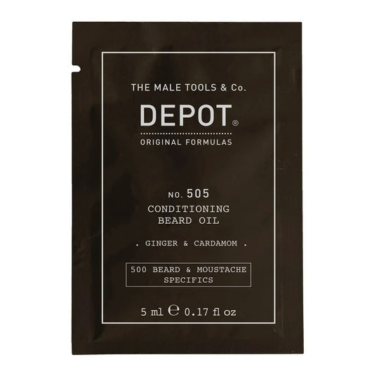 Depot Depot, 500 Beard & Mustache Specifics No. 505, Bartöl, Ingwer & Kardamom, Für Glanz und Weichheit, 5 ml Regular