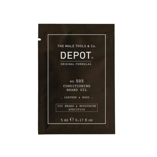 Depot Depot, 500 Beard & Mustache Specifics No. 505, Bartöl, Leder & Holz, Vitamin E, Für Glanz und Weichheit, 5 ml Regular