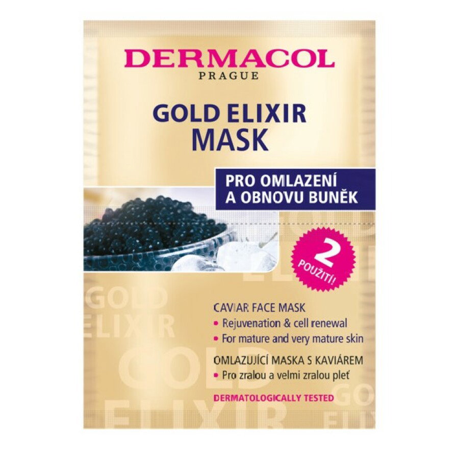 Duo Set, Dermacol, Gold Elixir, Kaviarextrakt, Anti-Aging, Crememaske, Für das Gesicht, 2 stk, 8 g