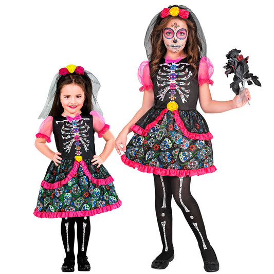 "DIA DE LOS MUERTOS" (Kleid, Kopfschmuck) – Vorderansicht