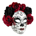 "DIA DE LOS MUERTOS MASKE MIT SCHWARZEN UND DUNKELROTEN ROSEN" – Vorderansicht