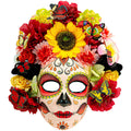 "DIA DE LOS MUERTOS MASKE MIT SONNENBLUME & FARBIGEN BLUMEN" – Vorderansicht