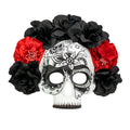 "DIA DE LOS MUERTOS TOTENKOPFMASKE MIT SCHWARZEN & ROTEN ROSEN" – Vorderansicht