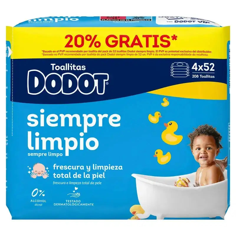 Dodot Etapas Recambio 208 Toallitas
