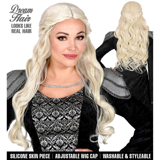 "DORNENKÖNIGIN DREAM HAIR PERÜCKE MIT HOCHWERTIGEM SILIKON LINING" in farbiger Box – Vorderansicht