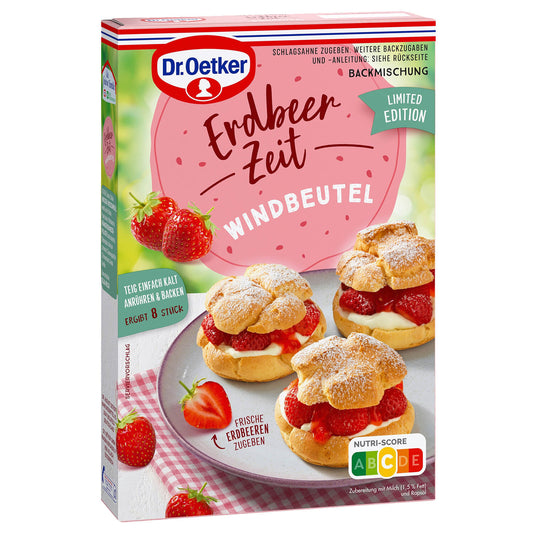 Dr Oetker Backmischung Erdbeer Zeit Windbeutel – Produktansicht