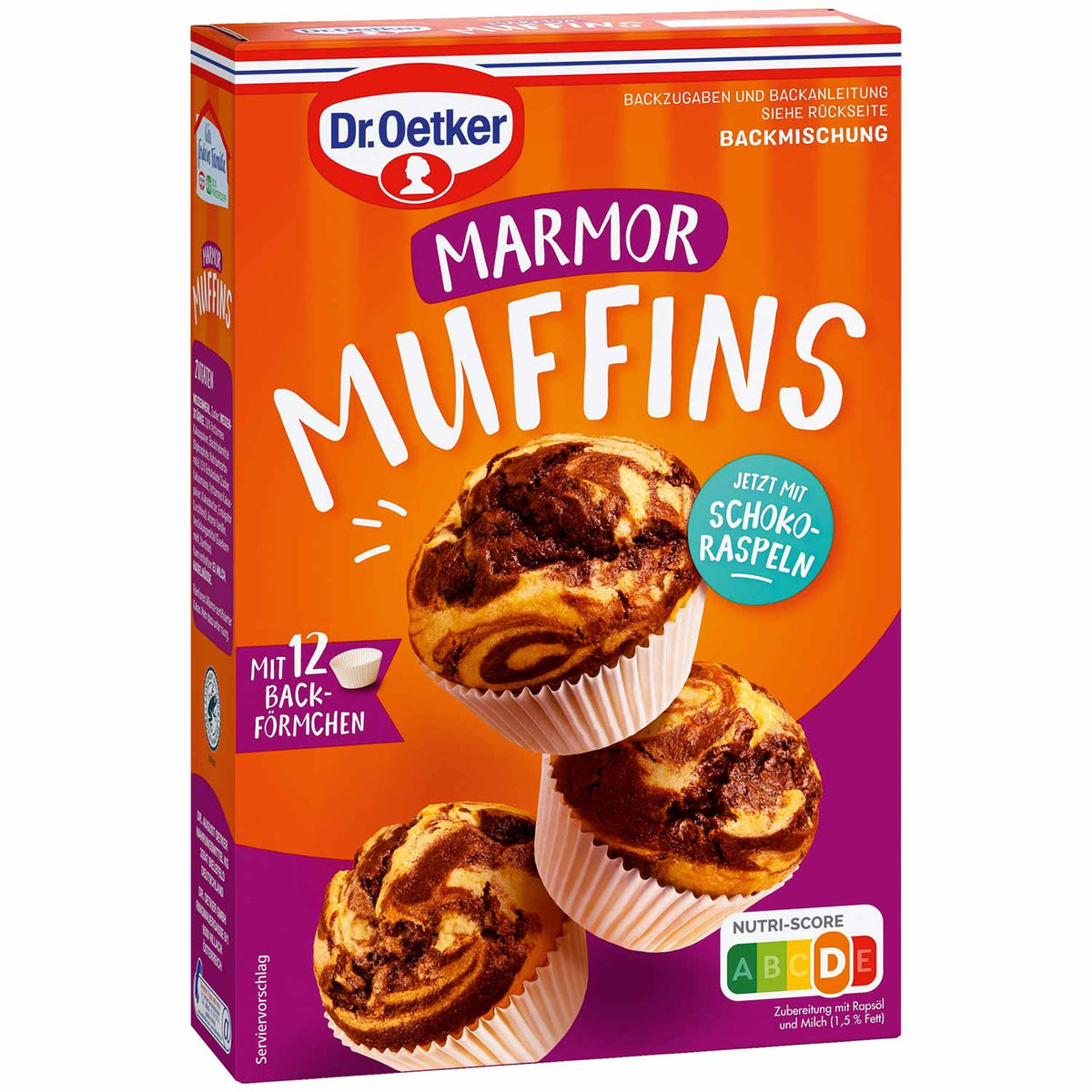 Dr Oetker Backmischung Muffins Marmor 325 g für 12 Schokoladen-Muffins