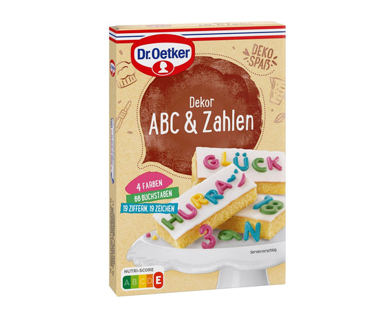 Dr Oetker Dr. Oetker Dekor ABC & Zahlen 4 Farben 66 Stück bunte Tortendeko – Produktansicht