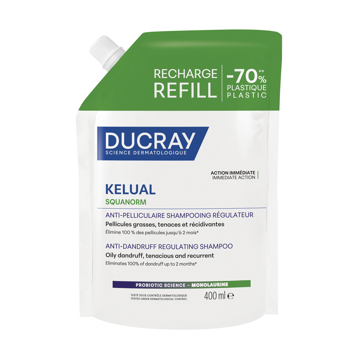 Ducray, Kelual Squanorm, Haarbehandlung Shampoo, Antischuppen, For Scalp With Oily Dandruf, Nachfüllen, 400 ml