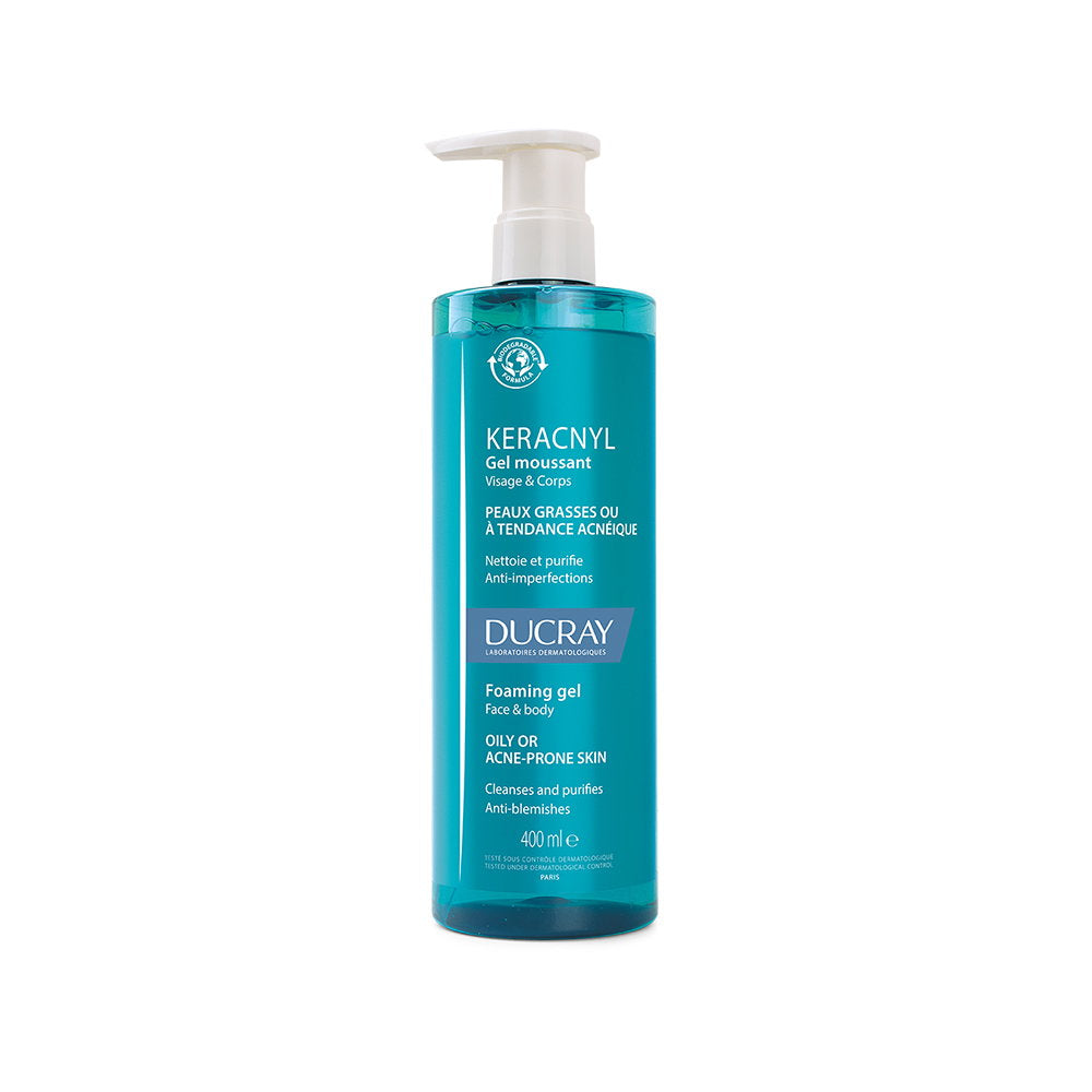 Ducray, Keracnyl, Anti-Akne, Reinigungsgel, Für Gesicht & Körper, 400 ml