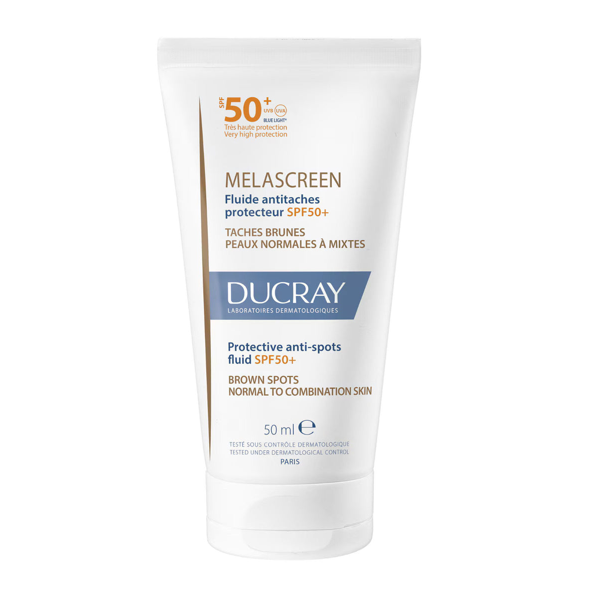 Ducray, Melascreen, Anti-Flecken & Aufheller, Flüssigkeit, Für das Gesicht, SPF 50+, 50 ml